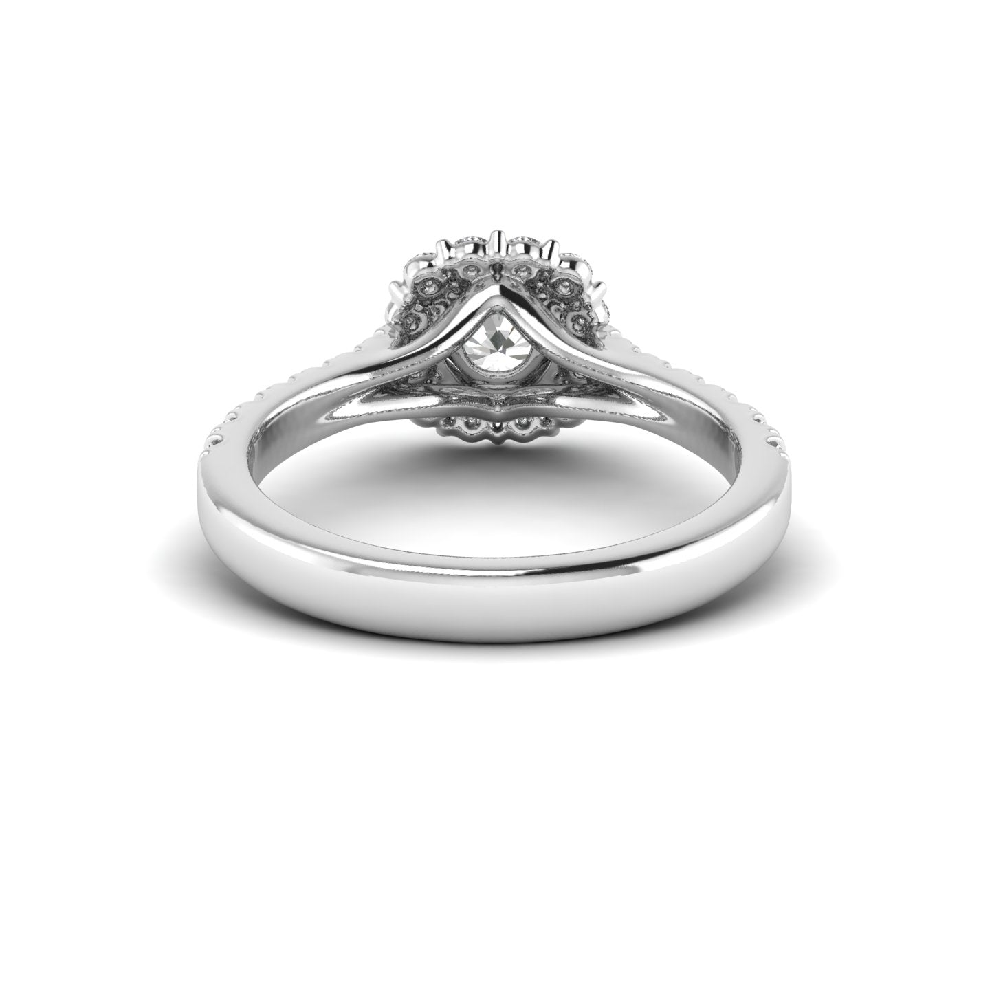 White Gold Studded 0.77 Carat Lab Grown Diamond Ring-F Color VVS2 Clarity.